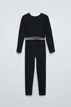 Комплект из бесшовного топа и леггинсов ZARA, черный