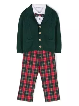 Комплект из блейзера и брюк в клетку Colorichiari, зеленый