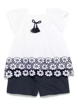 Комплект из блузки и шортов с вышивкой Patachou, белый