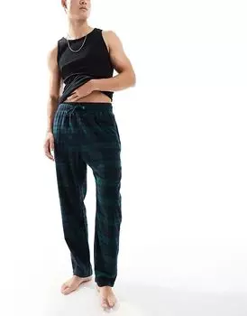 Комплект из блузки с длинными рукавами и мешковатых брюк в серо-зеленую клетку Hollister