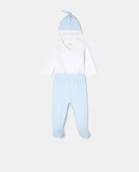 Комплект из боди, гетр и шапочки для мальчика Cotton Juice, синий