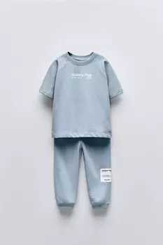 Комплект из брюк-джоггеров и толстовке ZARA, светло-голубой