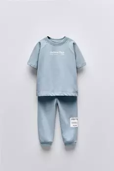 Комплект из брюк-джоггеров и толстовке ZARA, светло-голубой