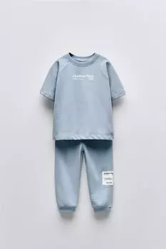 Комплект из брюк-джоггеров и толстовке ZARA, светло-голубой