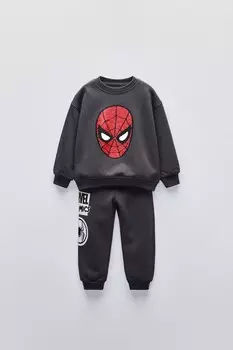 Комплект из брюк и свитшота человек-паук marvel ZARA, антрацитово-серый