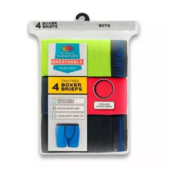Комплект из четырех дышащих боксеров Fruit of the Loom Signature для мальчиков 4–20 лет Fruit of the Loom