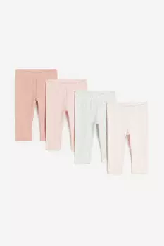 Комплект из четырех леггинсов из хлопкового джерси H&M, розовый