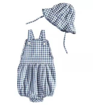 Комплект из детского хлопкового боди и шапочки Polo Ralph Lauren Kids, цвет blue deckwash white