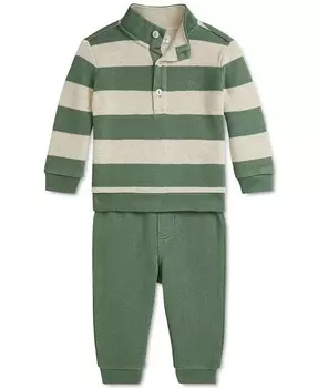 Комплект из детского хлопкового свитера и брюк в полоску Polo Ralph Lauren, мультиколор
