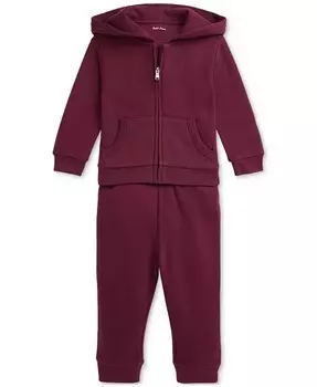 Комплект из детской флисовой толстовки и брюк Polo Ralph Lauren, бежевый