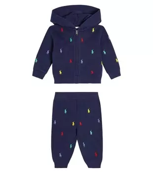 Комплект из детской кофточки и штанов Polo Ralph Lauren Kids, цвет freshwater