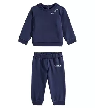 Комплект из детской кофточки и спортивных штанов Balmain Kids, цвет air force blue