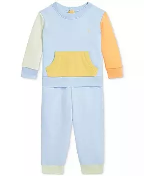 Комплект из детской кофты и штанов в стиле колор-блок Polo Ralph Lauren, синий