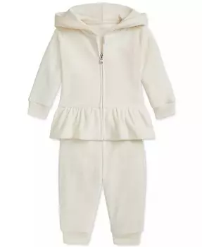 Комплект из детской толстовки с баской и брюк-джоггеров Polo Ralph Lauren, белый