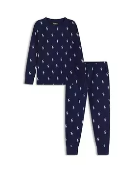 Комплект из длинного тканого топа и спортивных штанов для мальчиков Polo Ralph Lauren — Little Kid, синий