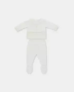 Комплект из дублета и гетр для малышки в сыром трикотаже Martn Aranda, цвет Crudo