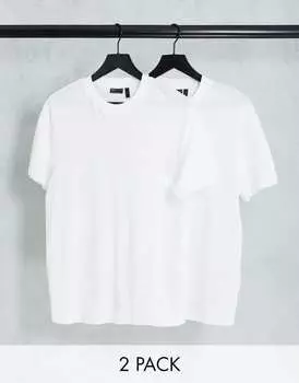 Комплект из двух белых футболок с круглым вырезом ASOS DESIGN