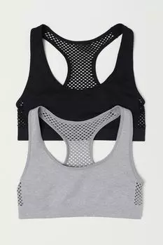 Комплект из двух бесшовных топов H&M, черный/белый