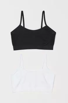 Комплект из двух бесшовных топов из джерси H&M, черный/белый