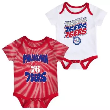 Комплект из двух боди Infant White/Red Philadelphia 76ers Tie-Dye Outerstuff