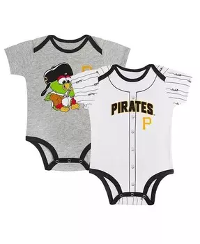 Комплект из двух боди Play Ball для новорожденных мальчиков и девочек серого/белого цвета Pittsburgh Pirates Outerstuff, серый