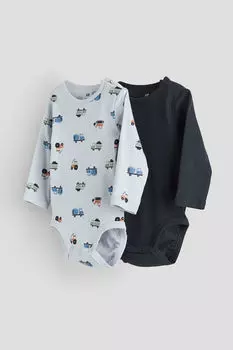 Комплект из двух боди с длинными рукавами H&M, синий