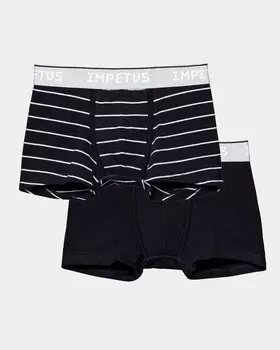 Комплект из двух боксеров для мальчика из натурального хлопка с видимой резинкой на талии Impetus, черный