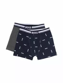 Комплект из двух боксеров с логотипом BOSS Kidswear, синий
