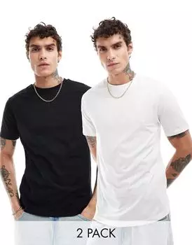 Комплект из двух черно-белых футболок с круглым вырезом ASOS DESIGN