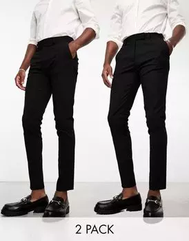 Комплект из двух черных брюк скинни ASOS