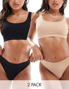 Комплект из двух черных и песочных бралеттов ASOS DESIGN