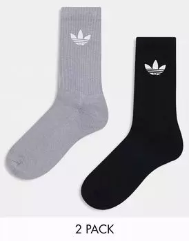 Комплект из двух черных и серых носков adidas Originals