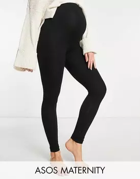 Комплект из двух черных леггинсов с поясом ASOS DESIGN Maternity – ЧЕРНЫЙ