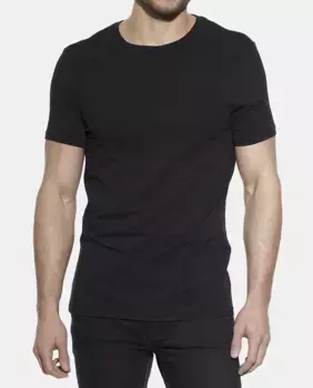 Комплект из двух черных мужских маек Bread & Boxers с короткими рукавами, черный