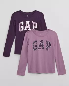 Комплект из двух футболок с длинными рукавами для девочек Gap, фиолетовый
