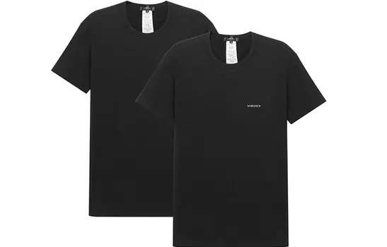 Комплект из двух футболок с логотипом, черный Versace, черный