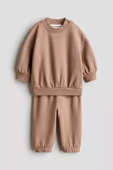 Комплект из двух хлопковых толстовок H&M, бежевый