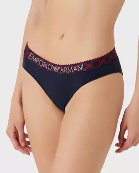 Комплект из двух хлопковых трусиков в клетку «Рождественский тартан» Emporio Armani, мультиколор
