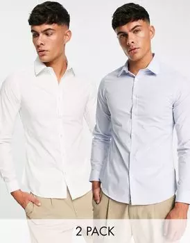 Комплект из двух классических рубашек белого и синего цвета French Connection