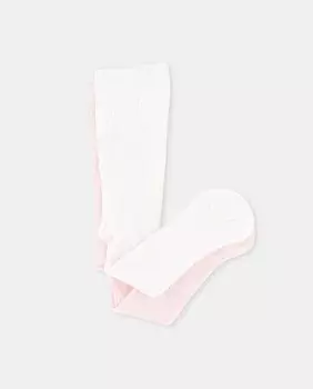 Комплект из двух колготок в рубчик для девочки Cotton Juice, розовый