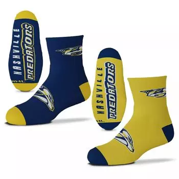 Комплект из двух командных носков Youth For Bare Feet Nashville Predators длиной в четверть длины Unbranded
