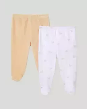 Комплект из двух леггинсов для девочки с принтом Cotton Juice, красный