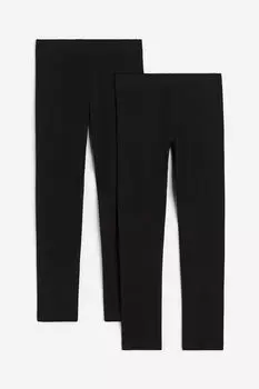 Комплект из двух леггинсов из плотного джерси H&M, черный