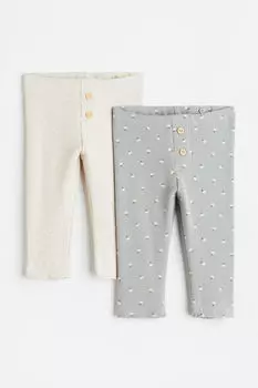 Комплект из двух леггинсов в рубчик H&M, серый