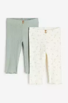 Комплект из двух леггинсов в рубчик H&M, белый