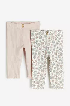Комплект из двух леггинсов в рубчик H&M, белый
