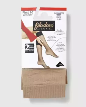 Комплект из двух мини-колготок плотностью 10 ден с анти-давящей резинкой Filodoro, цвет Natural