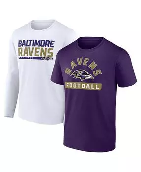 Комплект из двух мужских фирменных футболок Baltimore Ravens фиолетового и белого цвета с расписанием на 2023 год Fanatics, мультиколор