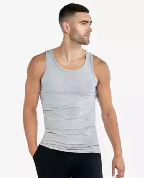 Комплект из двух мужских однотонных футболок без рукавов Bread & Boxers, светло-серый