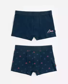 Комплект из двух мужских трикотажных трусов-боксеров темно-синего цвета Lois, мультиколор